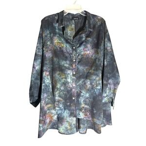 Comfy USA Lagenlook Abstract Tunic Top Blouse Sz LG